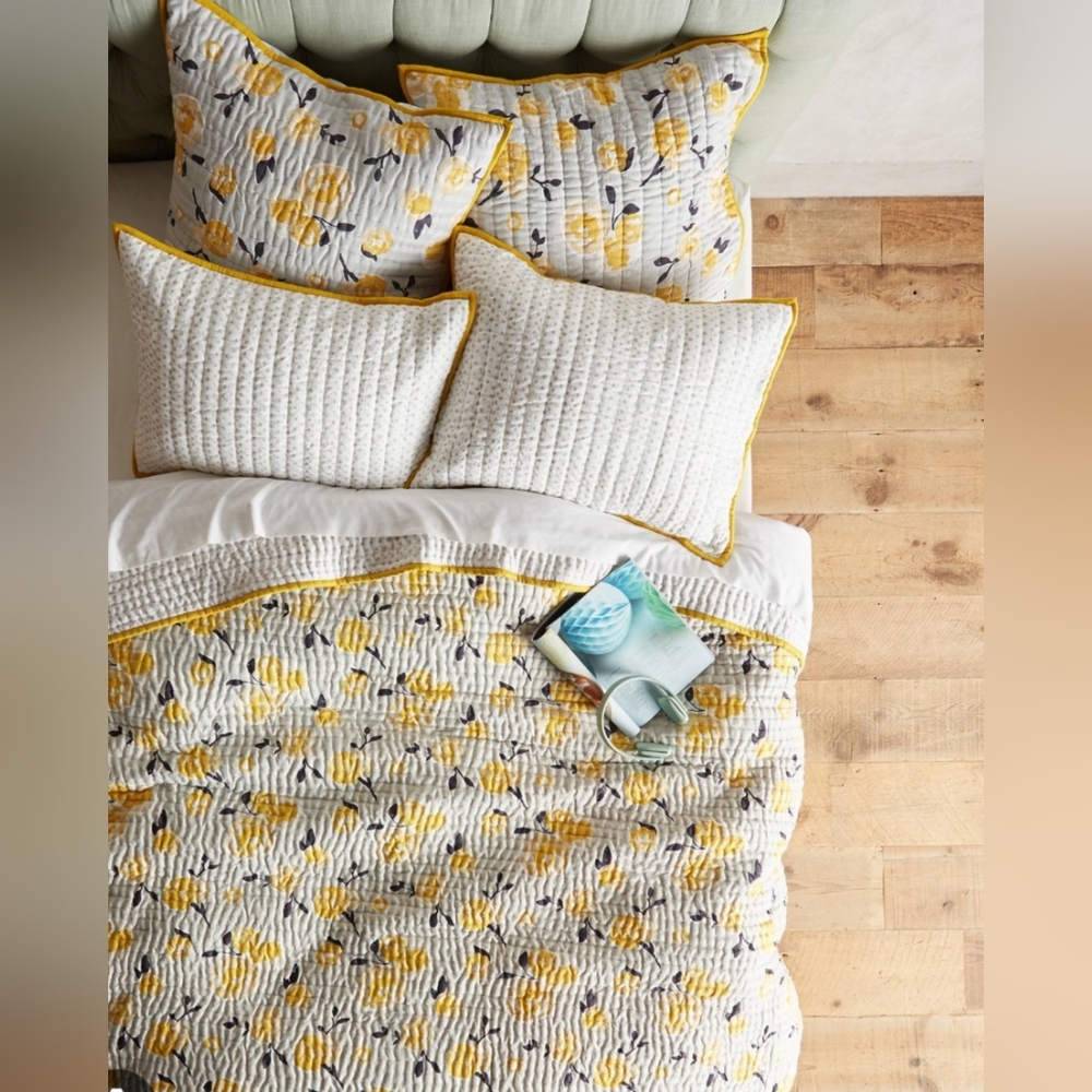 Anthropologie 86"x86" Dinora Quilt Full/Queen + 2 Shams